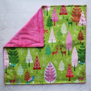 NEW! Green + Pink Holiday Lovey / Mini Security Blanket